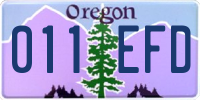 OR license plate 011EFD