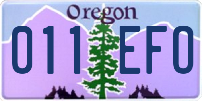 OR license plate 011EFO