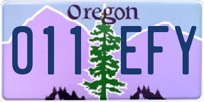 OR license plate 011EFY