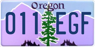 OR license plate 011EGF