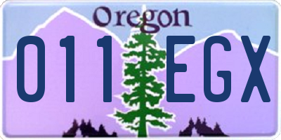 OR license plate 011EGX