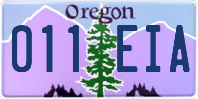 OR license plate 011EIA