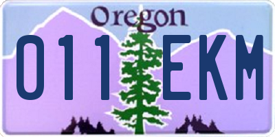 OR license plate 011EKM