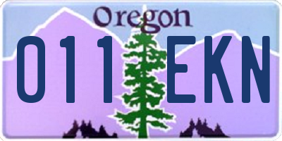 OR license plate 011EKN
