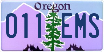 OR license plate 011EMS