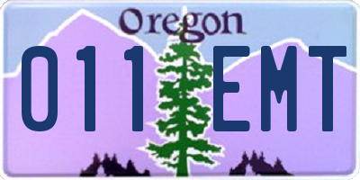 OR license plate 011EMT