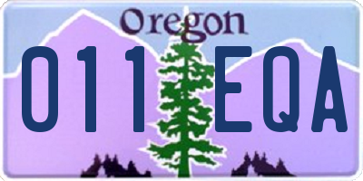 OR license plate 011EQA