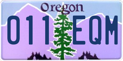 OR license plate 011EQM