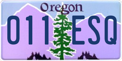 OR license plate 011ESQ