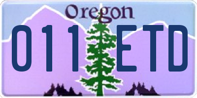 OR license plate 011ETD
