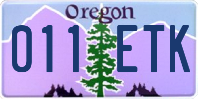 OR license plate 011ETK