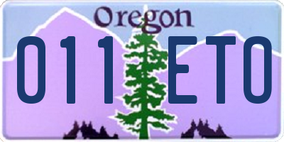 OR license plate 011ETO