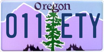 OR license plate 011ETY