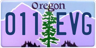 OR license plate 011EVG