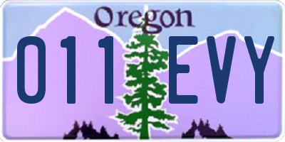 OR license plate 011EVY