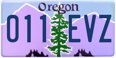 OR license plate 011EVZ