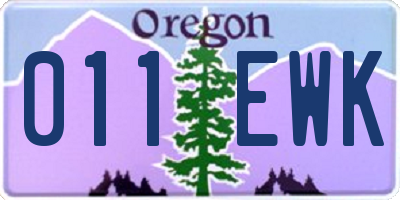 OR license plate 011EWK