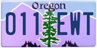 OR license plate 011EWT