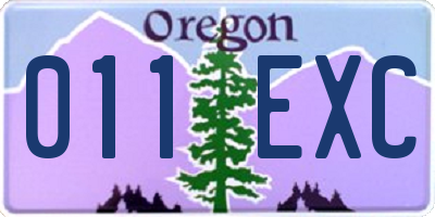 OR license plate 011EXC