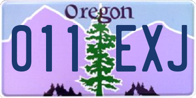 OR license plate 011EXJ
