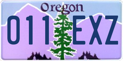 OR license plate 011EXZ