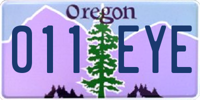 OR license plate 011EYE