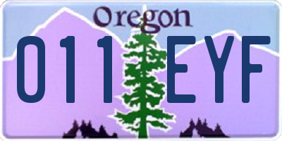 OR license plate 011EYF