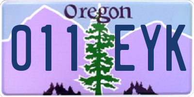 OR license plate 011EYK