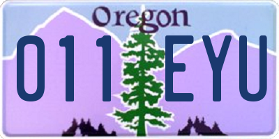 OR license plate 011EYU