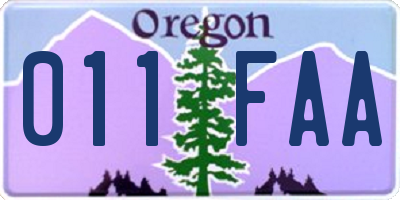 OR license plate 011FAA