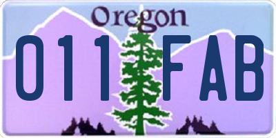 OR license plate 011FAB