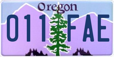 OR license plate 011FAE