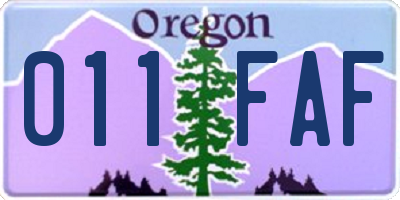 OR license plate 011FAF