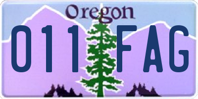 OR license plate 011FAG