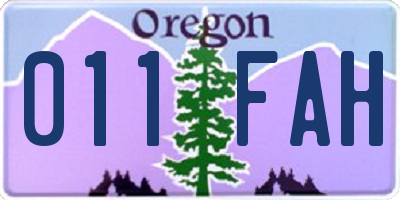 OR license plate 011FAH