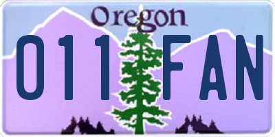 OR license plate 011FAN