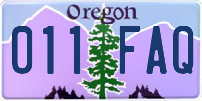 OR license plate 011FAQ