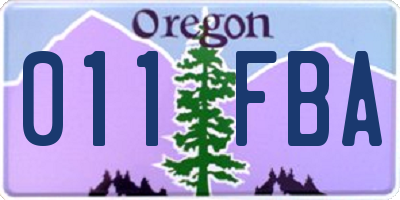 OR license plate 011FBA