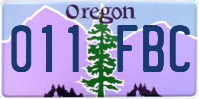OR license plate 011FBC