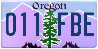 OR license plate 011FBE