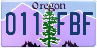 OR license plate 011FBF