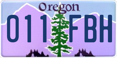 OR license plate 011FBH