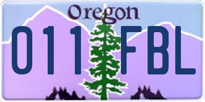OR license plate 011FBL
