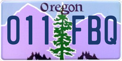 OR license plate 011FBQ