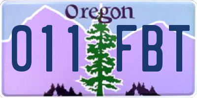 OR license plate 011FBT