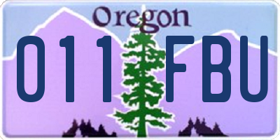 OR license plate 011FBU