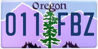 OR license plate 011FBZ