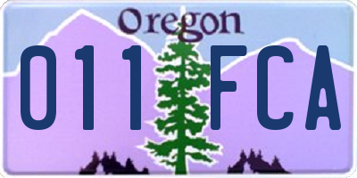 OR license plate 011FCA