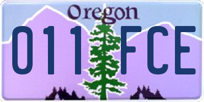OR license plate 011FCE