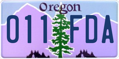 OR license plate 011FDA